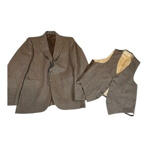 Vintage Mark Shale Wool Blazer & Vest Men's 42L 2-Piece Suit Austria